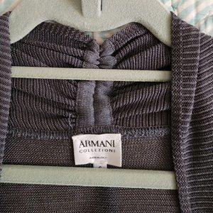 Armani Collezioni Womens Sz 6 Gray Knit Cardigan Bolero Cinched Waist Sweater